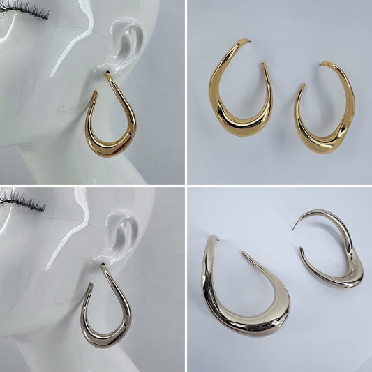 Twisted Oval Hoop Earrings
