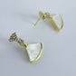 Gold Finish Post Back Unique Design With Rhinestone And Mother Of Pearl