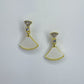 Gold Finish Post Back Unique Design With Rhinestone And Mother Of Pearl