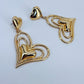 Post Back Earrings With Heart Design And Triple Heart Dangle