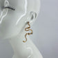 Gold Finish Elegant Wave Line Design Post Back Earrings