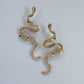 Gold Finish Elegant Wave Line Design Post Back Earrings