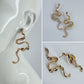Gold Finish Elegant Wave Line Design Post Back Earrings