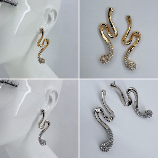 Geo Line Design Post Back Earrings