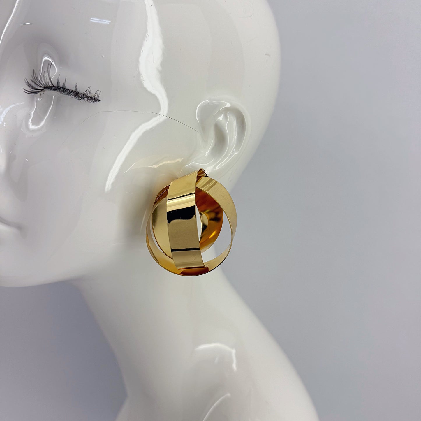 Geometric Design Metal Stud Earrings Gold Or Silver Finish