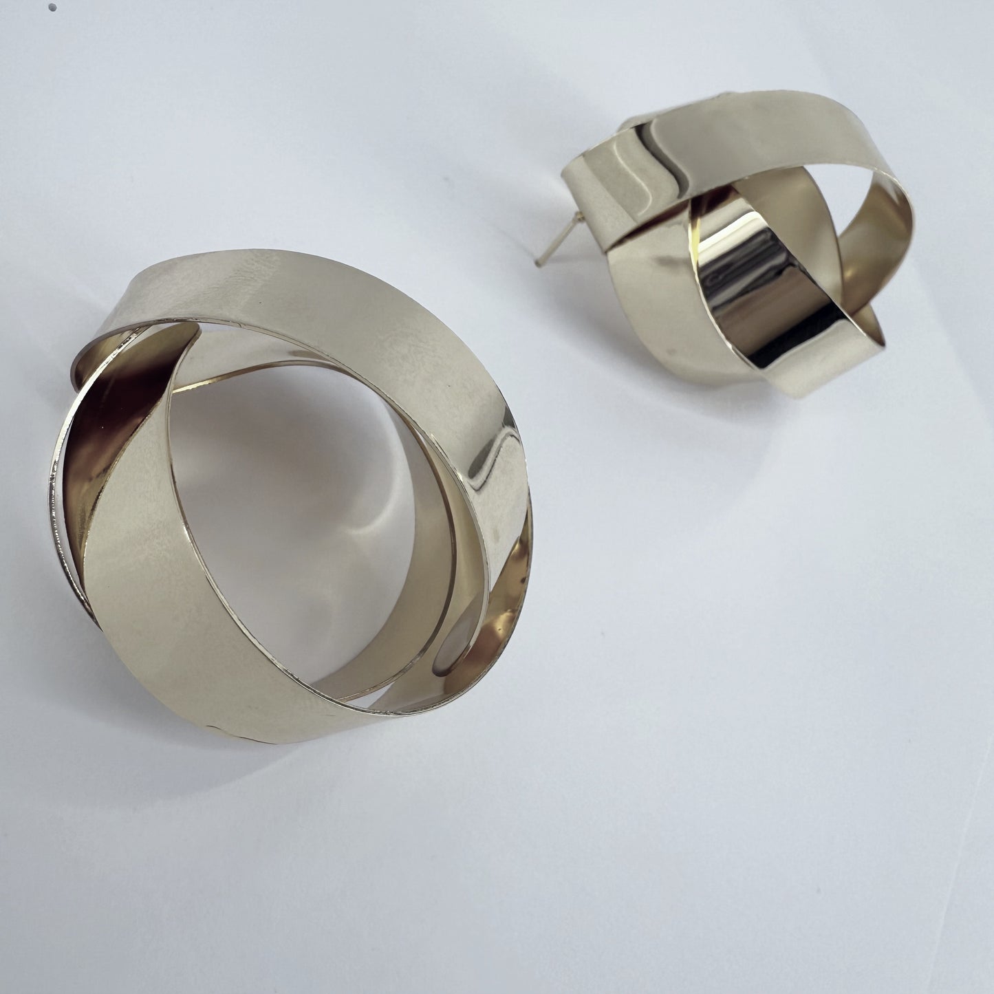 Geometric Design Metal Stud Earrings Gold Or Silver Finish