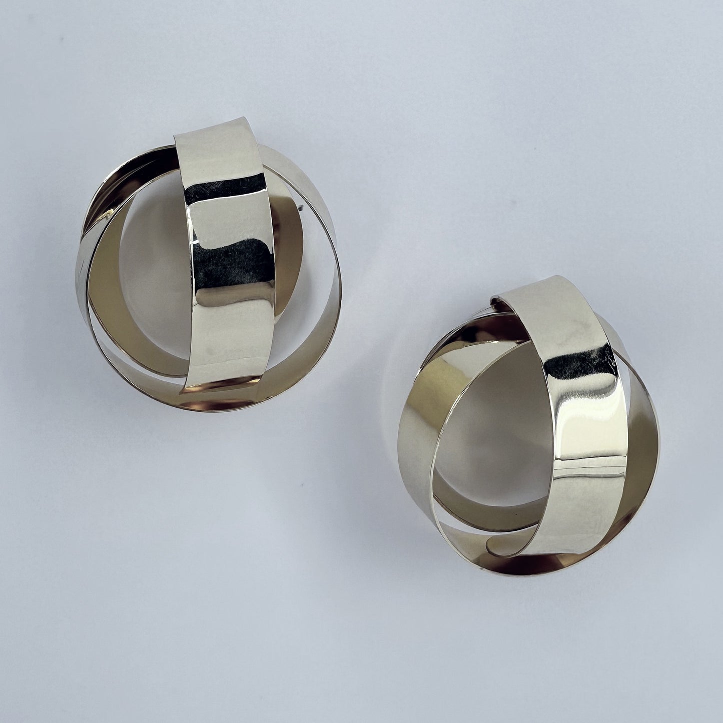 Geometric Design Metal Stud Earrings Gold Or Silver Finish