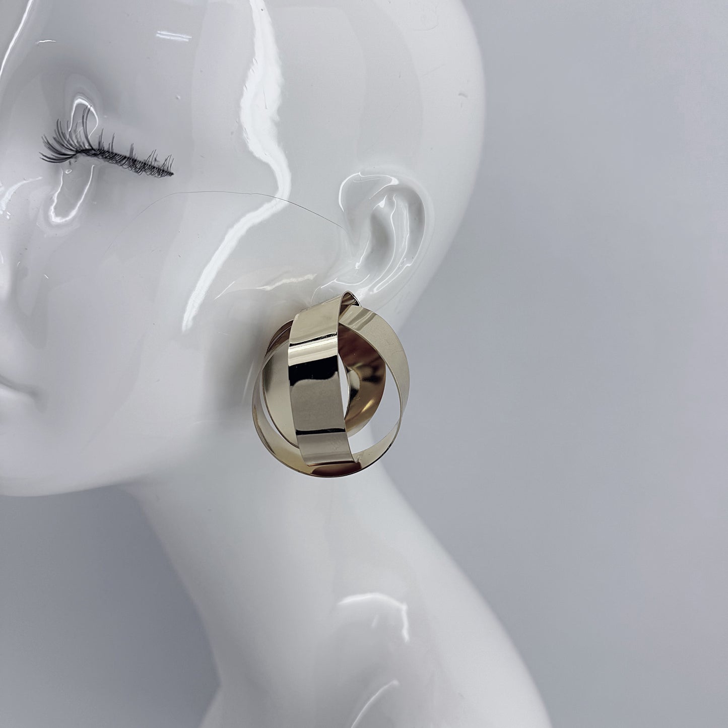 Geometric Design Metal Stud Earrings Gold Or Silver Finish