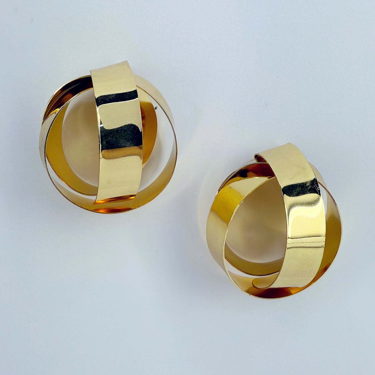 Geometric Design Metal Stud Earrings Gold Or Silver Finish