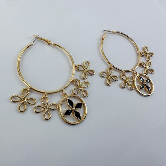 Hoop Earring With Flower Dangles