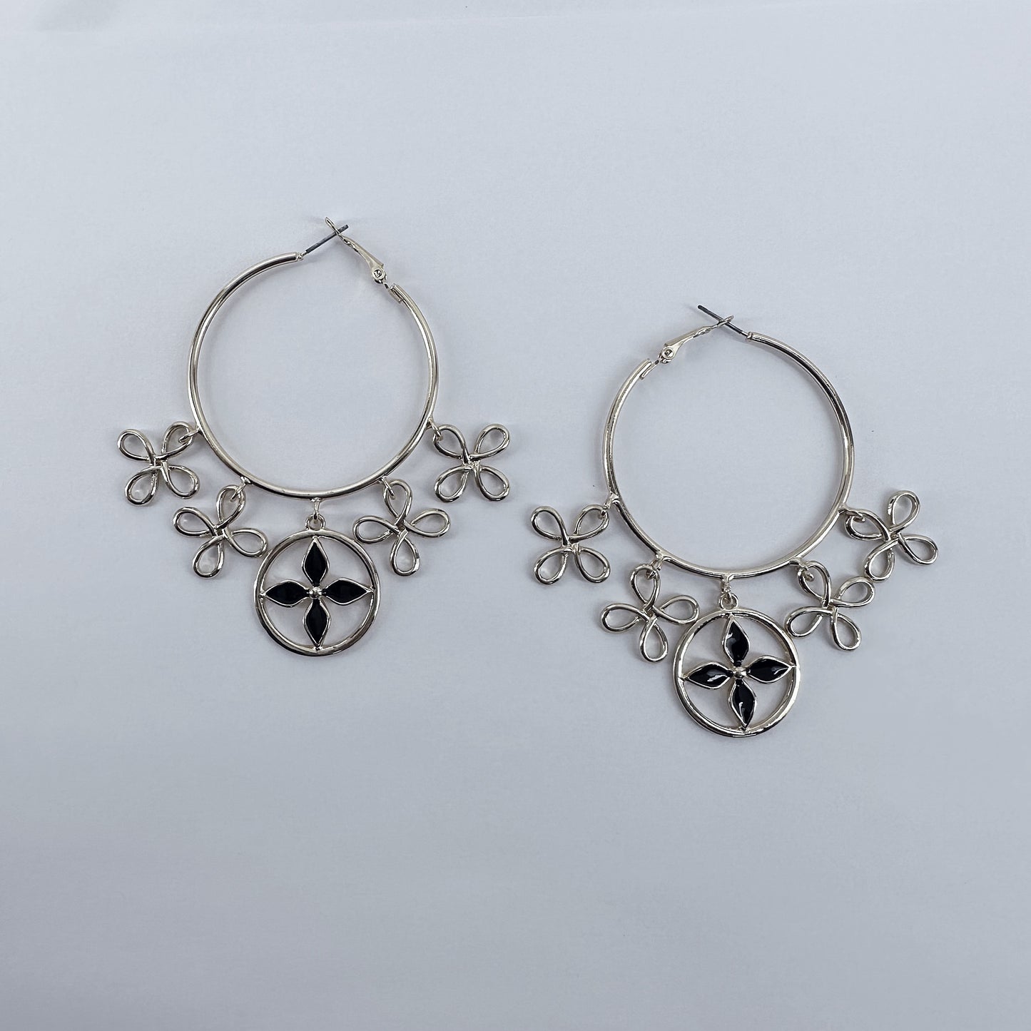 Hoop Earring With Flower Dangles