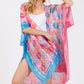 Two Tones Trim Abstract Print Silky Feel Kimono Shawl
