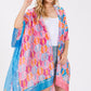 Two Tones Trim Abstract Print Silky Feel Kimono Shawl