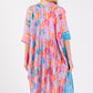 Two Tones Trim Abstract Print Silky Feel Kimono Shawl