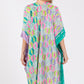 Two Tones Trim Abstract Print Silky Feel Kimono Shawl