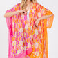 Two Tones Trim Abstract Print Silky Feel Kimono Shawl