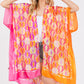 Two Tones Trim Abstract Print Silky Feel Kimono Shawl