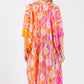 Two Tones Trim Abstract Print Silky Feel Kimono Shawl