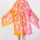 Two Tones Trim Abstract Print Silky Feel Kimono Shawl
