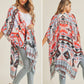 Tribal Aztec Print Kimono Shawl Cover Up Red and Black Design