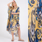 Yellow and Blue Boho Print Open Long Kimono