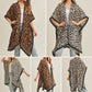 Beige or Brown Leopard Print Open Kimono