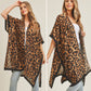 Beige or Brown Leopard Print Open Kimono