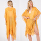 Solid Color Stitch Open Kimono Shawl