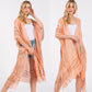 Solid Color Stitch Open Kimono Shawl