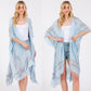 Solid Color Stitch Open Kimono Shawl