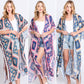 Aztec Print Open Front Long Open Kimono