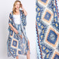 Aztec Print Open Front Long Open Kimono