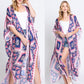 Aztec Print Open Front Long Open Kimono