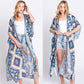 Aztec Print Open Front Long Open Kimono