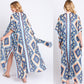 Aztec Print Open Front Long Open Kimono