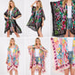 Black or Beige Multicolor Heart Print Silky Feel Kimono