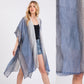 Striped Two Tone Cover up Open Kimono Shawl