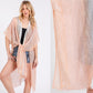 Striped Two Tone Cover up Open Kimono Shawl