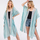 Striped Two Tone Cover up Open Kimono Shawl