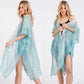 Striped Two Tone Cover up Open Kimono Shawl