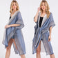 Striped Two Tone Cover up Open Kimono Shawl