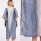 Striped Two Tone Cover up Open Kimono Shawl