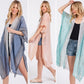 Striped Two Tone Cover up Open Kimono Shawl