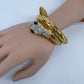 Wrap Around Snake Design Bracelet Gold Or Silver Finish With Rhinestone