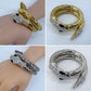 Wrap Around Snake Design Bracelet Gold Or Silver Finish With Rhinestone