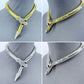 Gold Or Silver Finish Snake Design Magnetic Closure Necklace With Rhinestone