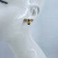 Gold Finish Bee Design Post Back Stud Earrings with Clear Rhinestones
