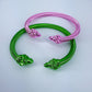 Set of 2 Pink and Green Cable Style Bracelet