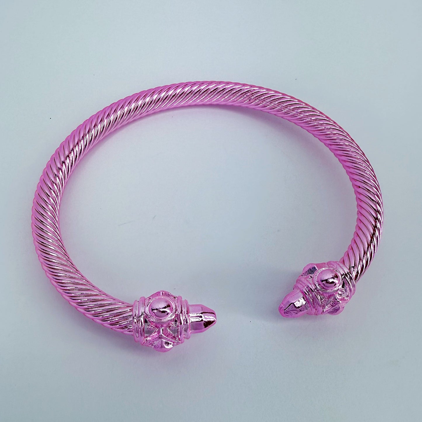 Set of 2 Pink and Green Cable Style Bracelet