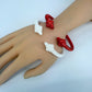 Set of 2 Red and White Cable Style Bracelet